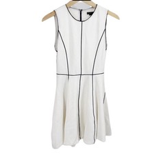 Alice + Olivia Dress Sleeveless Mini White w Black Piping Size 0 Mint "Employed"