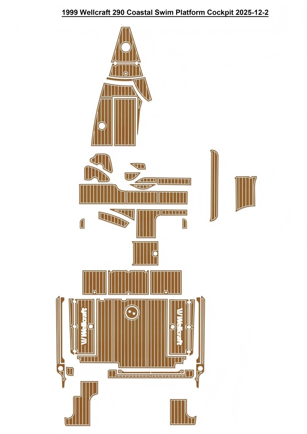 1999 Wellcraft 290 Coastal Swim Platform Cockpit Cabin Boat EVA Foam Teak Floor