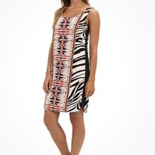 Vince Camuto Sleeveless Shift Dress Zebra & Aztec Geometric Size 4