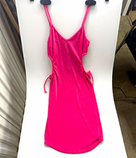 Women's Pink Solid Bodycon Mini Dress M Regular V-Neck Sleeveless Strappy