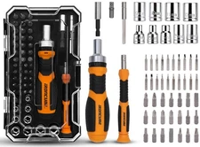 Ratcheting Screwdriver Set: 56-Piece Magnetic Multi Bits Tool Kit with Case
