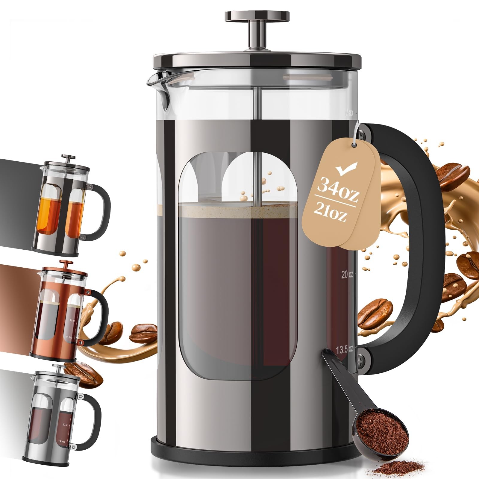 34oz-no Plastic Touches Coffee, Dark Pewter