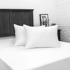 Down Alternative Bed Pillow with 300 Thread Count Cotton Cover - 2 Pack, Whit...