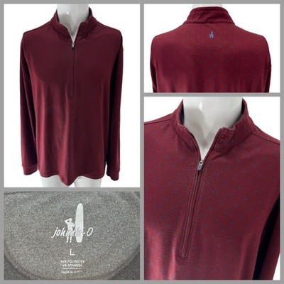 Johnnie-O ½ Zip Garret Pullover Men L Red Blue Geometric Poly Stretch YGI Y5-70