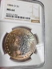 1884-O Morgan Silver Dollar $1 - NGC MS64 - Stunning Bag Toning