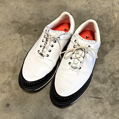 adidas MC80 Men s Size 9 White Black Leather Spikeless Golf Shoes