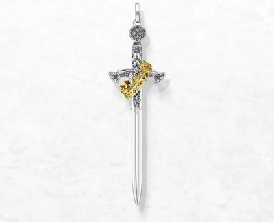 925 Sterling Silver Dagger Sword Pendant Gothic Medieval Antique Necklace Gift