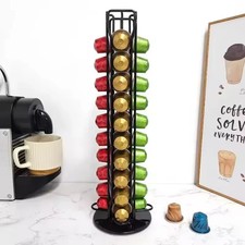 40 Pod Rotating Nespresso Capsule Holder Gold Coffee Storage Rack Stand
