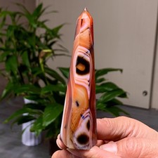 80G Agata Sardonice Rossa Naturale Striscia Torre Cristallo Colonna Minerale Guarigione