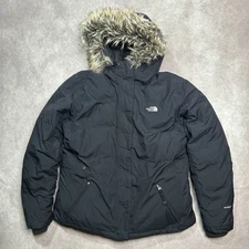 The North Face Jacket Womens XL Black Goose Down Faux Fur Coat Parka Hyvent