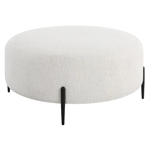 Uttermost Arles Large Plush White Ottoman - Picture 4 of 6