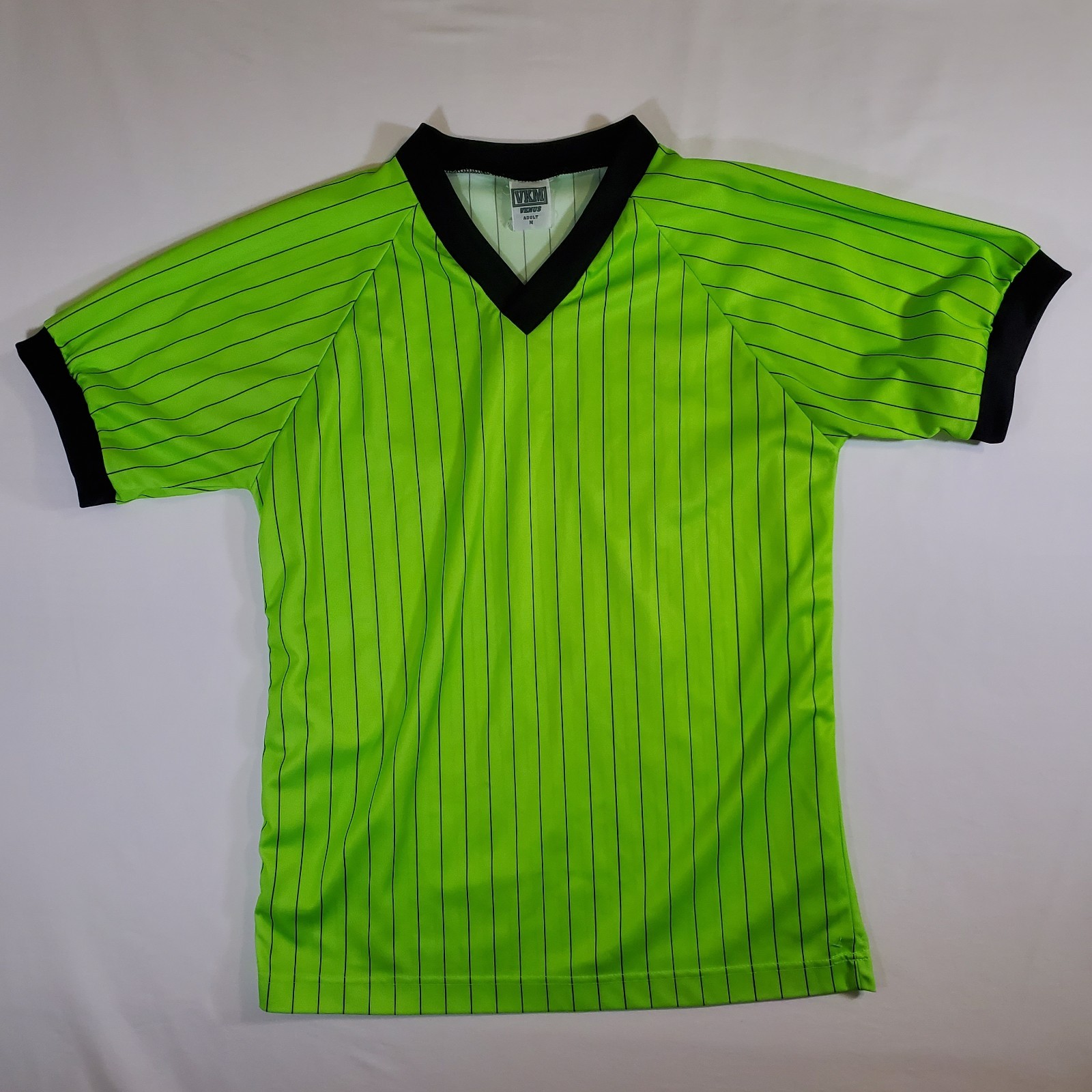 VKM Venus Green Striped Blank VTG 90s Medium Soccer Sports Athletic Jersey Shirt