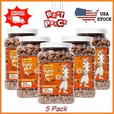 5 Tub Friskies Cat Treats, Party Mix Original Crunch, 20 oz. Canister, Free Ship