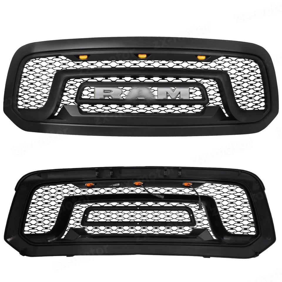 Grill for 2013-2018 Dodge Ram 1500 Front Grille Upper Bumper Mesh + Letters LED Foto 4 de 4