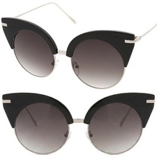 Fierce and Round Women's Statement Sunglasses Black Large Cat Eye Design