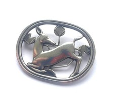 Georg Jensen Sterling Silver Deer Brooch 1933-1944 Pristine Example