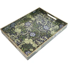 Serving Tray with Handles, Plastic Decorative Tray for Coffee Table, Living R...