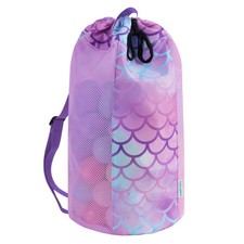 Mermaid Large Mesh Beach Bag for , Drawstring Beach Backpack for Girls, Tote ...