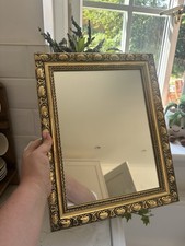 Vintage Gold Ornate Wall Mirror 12" x 9" Baroque