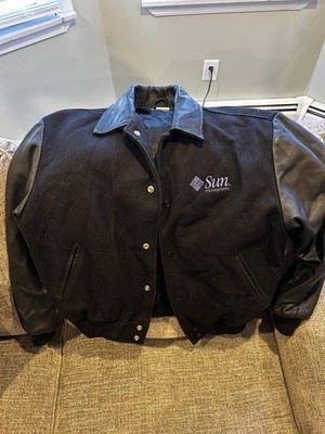 Vintage Java Sun Microsystems Letterman Jacket large Wool Leather Heavy Rare