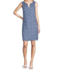 J. McLaughlin Rue Navy Blue Linen Floral Sleeveless Shift Dress Medium NEW $218
