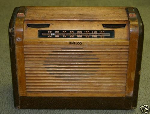 Vintage PHILCO Wood/Leather Tube Radio 46-350 Code 121 - Zdjęcie 1 z 1