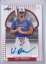2017 WILL BANFIELD Leaf Perfect Game Red RC Rookie Card AUTO Autograph 1/2 /2