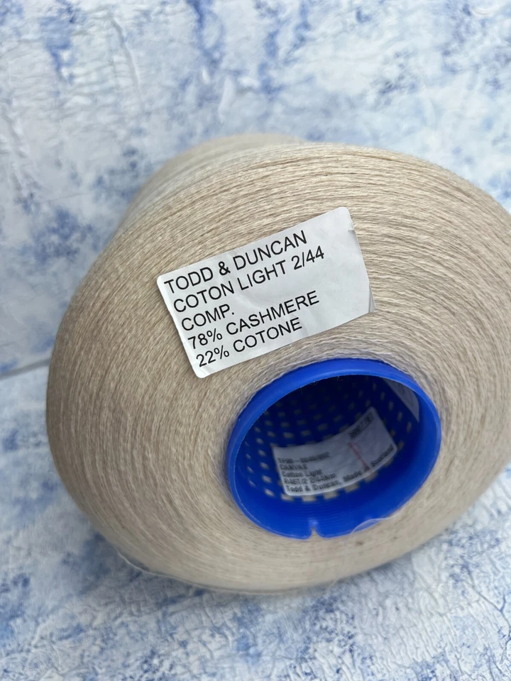 Кашемировая хлопковая кружевная пряжа на конусе 78/22% кашемир/хлопок Todd&Dunkan, на 100 г - Изображение 2 из 4