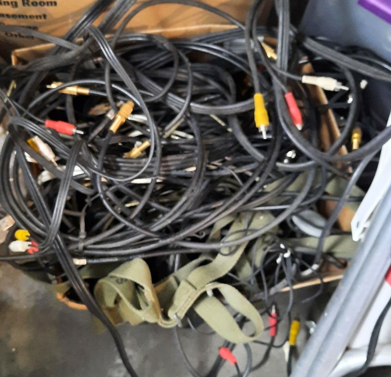 NOT Junk Drawer Box/Lot 14lbs of Cables, Electronic Plugs, Stereo Wires, More.