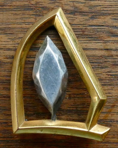 FLAME BROOCH PIN PENDANT  Ludwig WOLPERT SIGNED Gold Plated Judaica Israel Rare - Bild 4 von 4