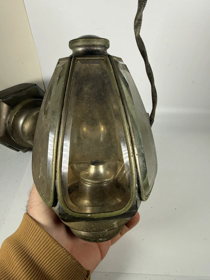 古董一对马车或门廊灯黄铜玻璃 — 第 3/4 张图片