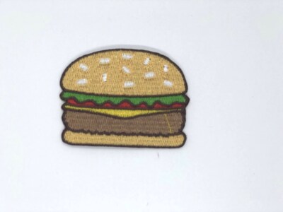 Cheeseburger Applique Patch - Hamburger, Cheese, Bun 2.25x1.75'' (Iron on)