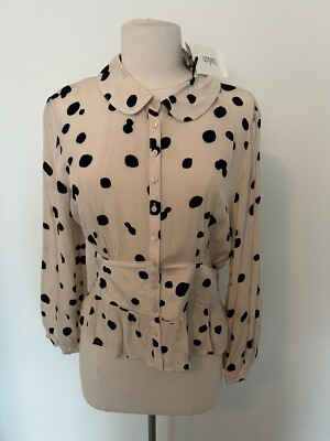 NWT Ba&sh Denzel Top Peplum Bottom Down Long Sleeve Blouse US Size 6