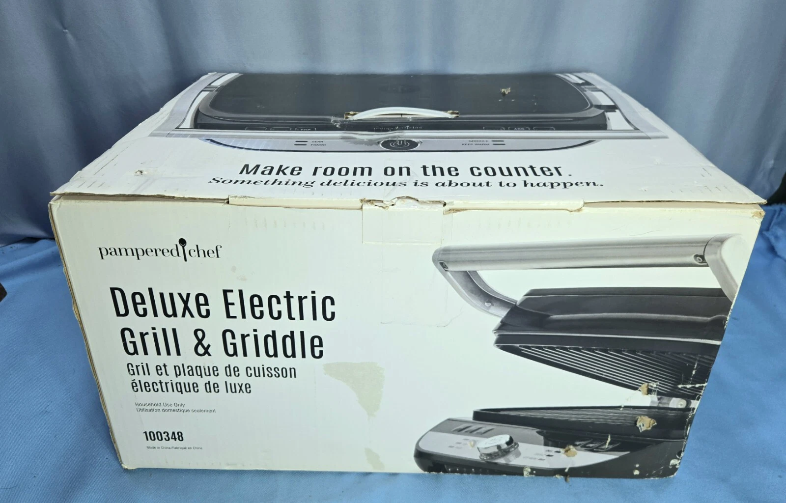 Pampered Chef Deluxe Electric Grill & Griddle 100348 Panini Press Sear Open Box