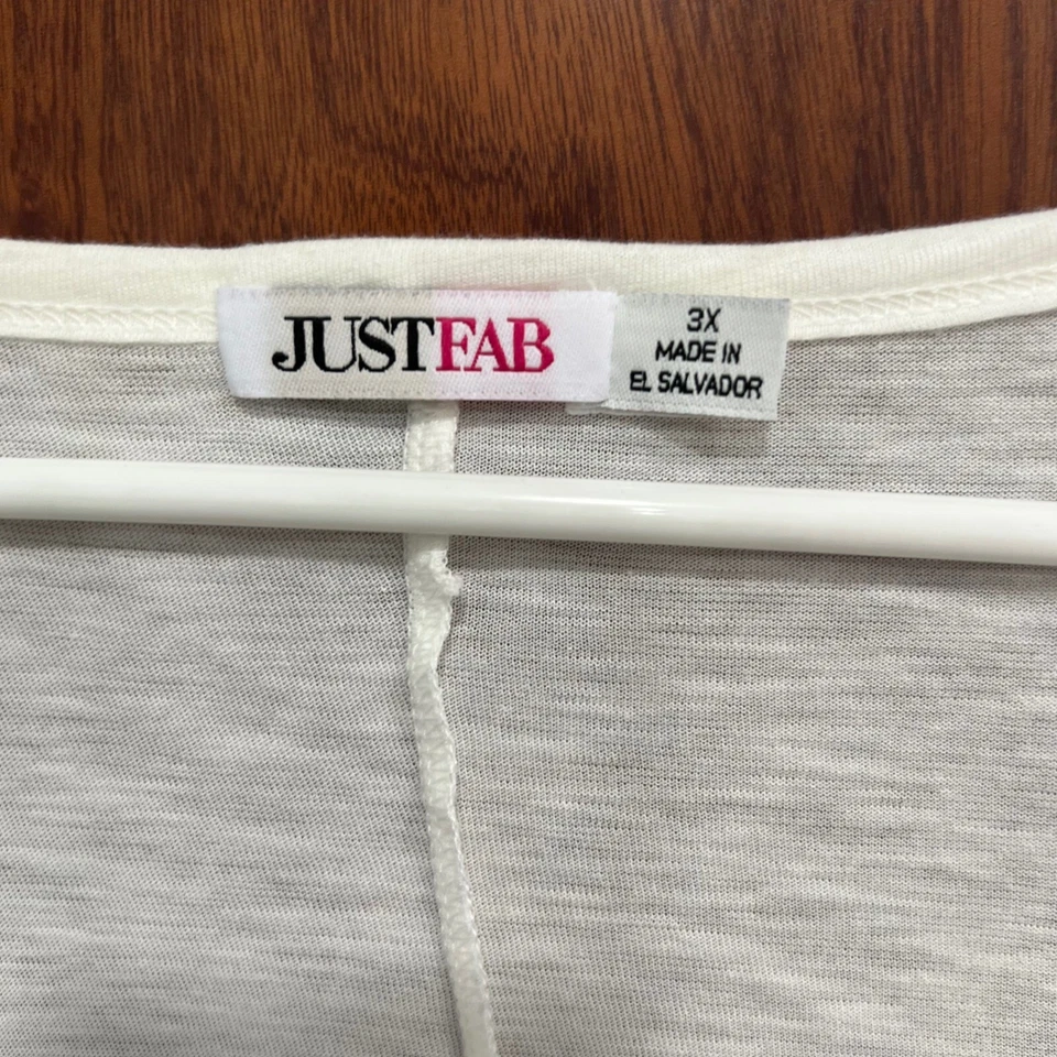 Top túnica JustFab manga larga cuello redondo informal todos los días blanco 3X Foto 4 de 4