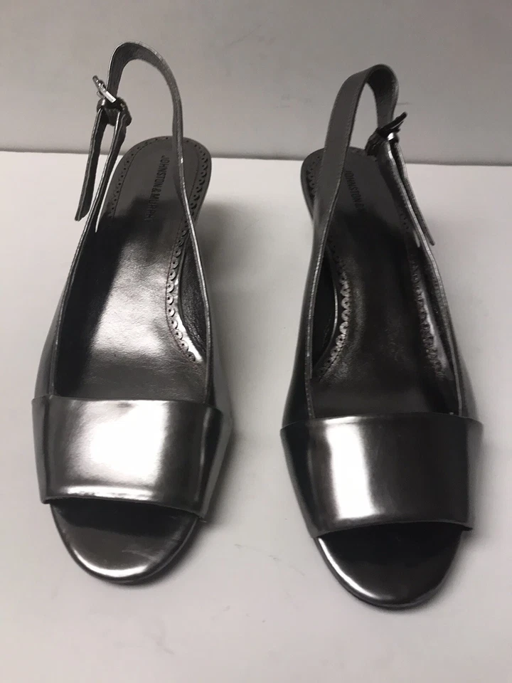 Johnston and Murphy Mujer Talla 10M Plateado Cuña Puntera Abierta Eslinga Foto 2 de 4