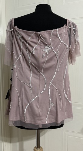 ADRIANNA PAPELL Beaded off Shoulder Top - UK 14/EU 42 RRP £159 NEW - Picture 6 of 11