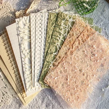 Handmade Scrapbook Paper, 16 Sheets Textured Paper Mesh Fabric Mix Special Junk