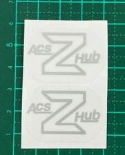 old school bmx decals stickers acs z hubs, silver on clear