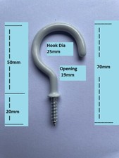 CUP HOOKS Small & Large Screw In - WHITE PVC Coated - Use For Hanger Shed Store