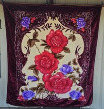 ROSE FLOWERS FLORAL ROSES FLOWER TWO PLY KING SIZE BLANKET