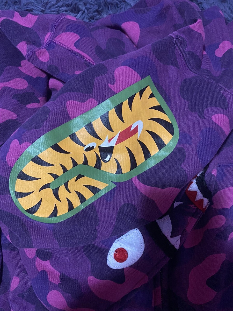 トップス Bape color camo shark purple L BAPE Color Camo Shark Full Zip Hoodie Purple Size Large | eBay