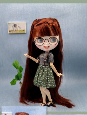 12'' Blythe doll Nude Long Copper red hair customize face lips Factory Joint Body