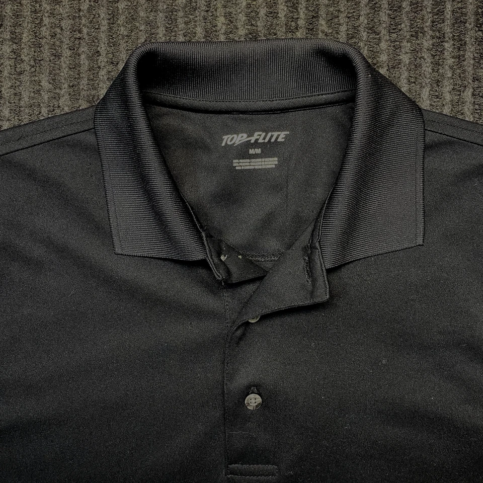 Top Flite Golf Polo Negro Mediano Dri-Fit Argyle Preppy Camisa Absorbente de Humedad Foto 3 de 4