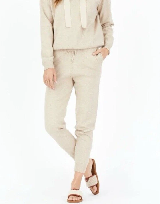 REVOLVE One Grey Day Sydney Knit Joggers Size XS, Oatmeal, NEW NWT, MSRP $168