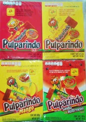 Pulparindo Mexican Candy Watermelon,Tamarindo,Mango,Extra Hot & Salted  4 Pack*