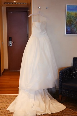 white by vera wang textured organza wedding dress