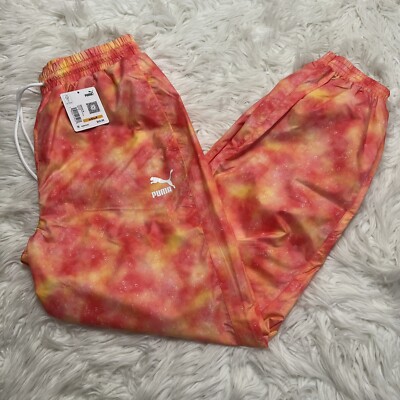 Puma Summer Squeeze Track Pants Men Orange Casual Athletic Bottoms 53733735 Sz S