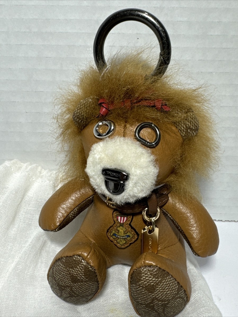 Coach Wizard of Oz Lion NWT Bag Charm Keyring Fob Brown Leather W