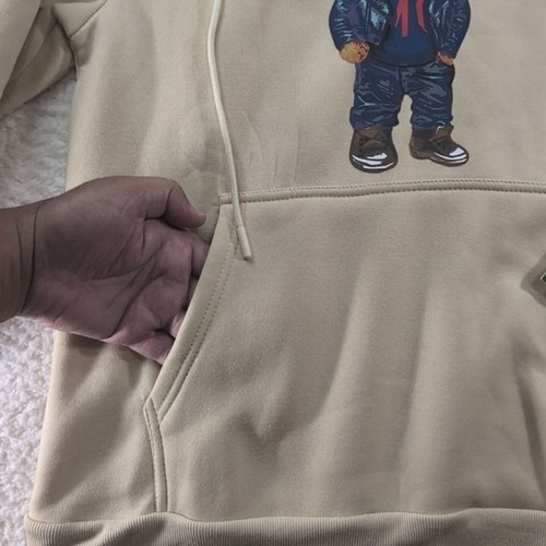 Members Only 1975 Panda Hoodie Adult MEDIUM Beige Pullover Joey Pockets - Picture 3 of 7
